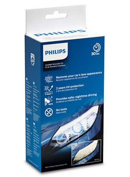 Headlight Lens Restoration Kit Restore Maintain Clean Haze UV Protection Philips