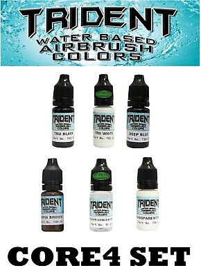 6 pcs DNA TRIDENT AIRBRUSH PAINT WATER BASED 10ml X 6 CORE 4 AUTO CANVAS DIY