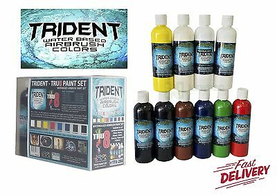 10 pcs DNA TRIDENT AIRBRUSH PAINT WATER BASED 250ML X 10 PRIMARY AUTO CANVAS