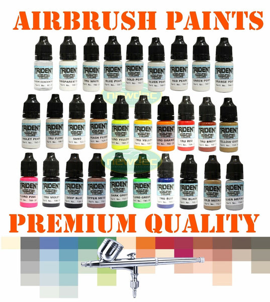 NA TRIDENT AIRBRUSH PAINT COLORS SPRAY GUN WATER BASED 10ML LIKE CREATEX WICKED