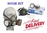 7pcs FACE SPRAY MASK KIT RESPIRATOR PAINTER PAINTING GAS NEW SET DUST CHEMICAL